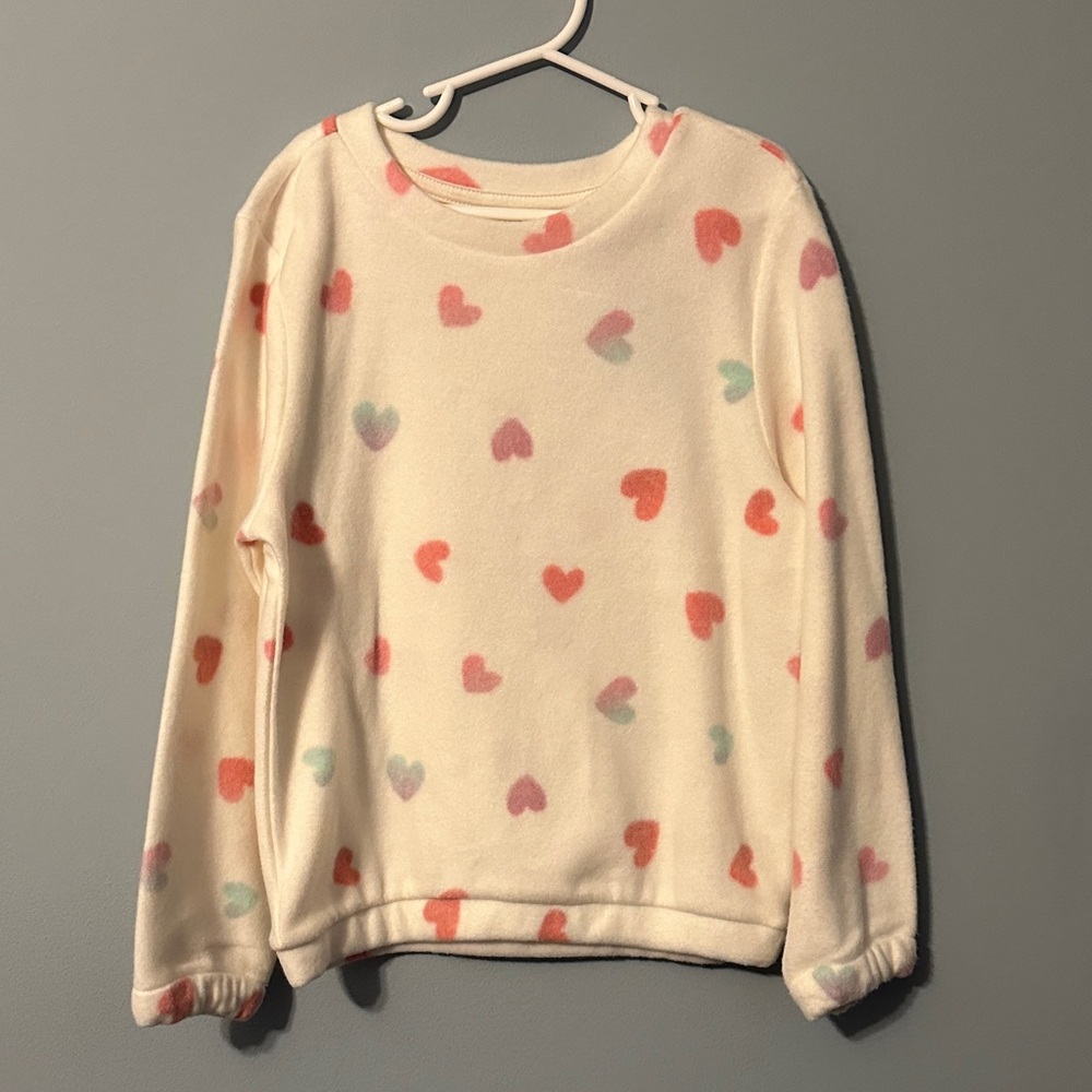 Cat & Jack Cream Sweatshirt with Multicolor Hearts